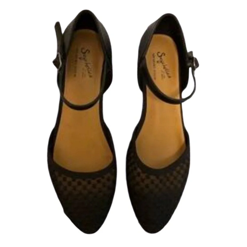 Seychelles Mavis Black Mesh Lace Mary Jane Wedge Heels Womens 9W N50826FWY